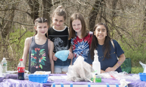 girls at Family craft table